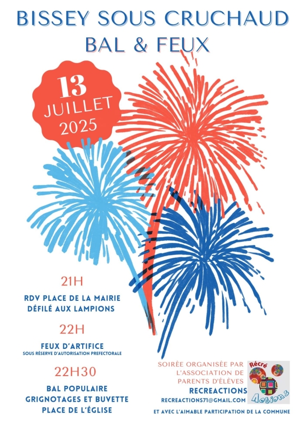 13 JUILLET - Le programme à Bissey sous Cruchaud ce dimanche
