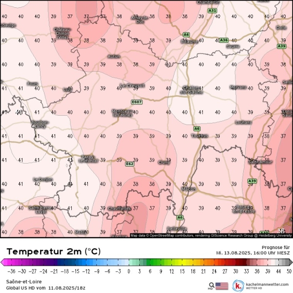 Des températures supérieures à 40°c en Saône et Loire 