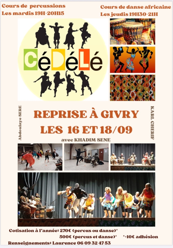 Reprise des cours de Cédélé à Givry les 16 et 18 septembre 
