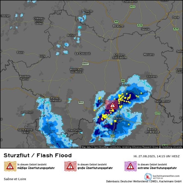 ORAGES - La fin d'après-midi s'annonce musclée pour le sud de la Saône et Loire jusqu'à Tournus 
