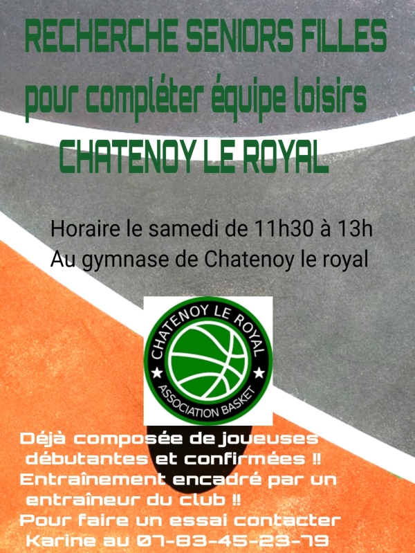 L'AS Châtenoy le Royal recherche des seniors filles pour compléter son équipe de basket 