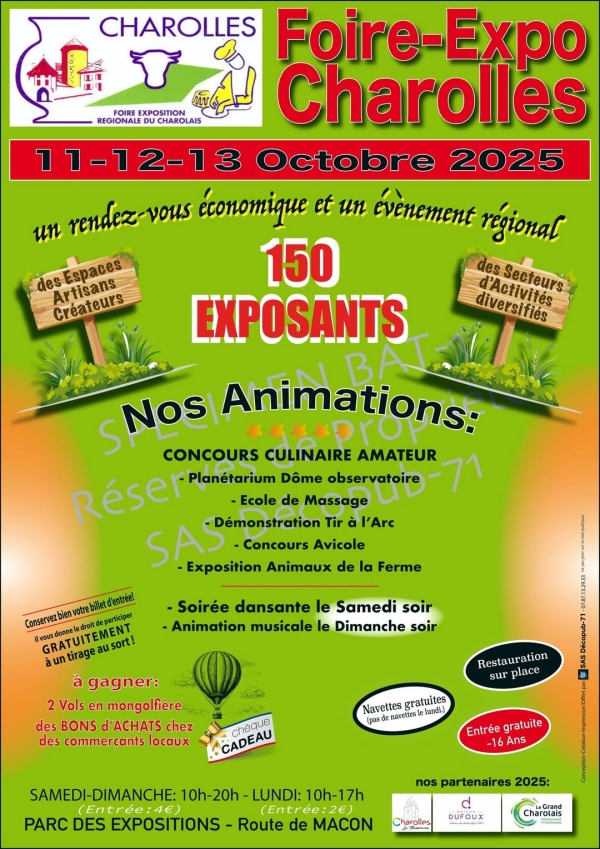 La foire-expo de Charolles vous attend les 11, 12 et 13 octobre 