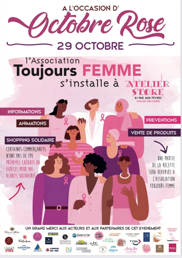 OCTOBRE ROSE - Une soirée exceptionnelle organisée à l'Atelier Store, rue aux Fèvres à Chalon 