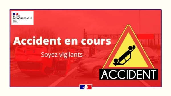 RCEA - Suite à un accident, la route est coupée dans les deux sens au niveau de Paray le Monial 