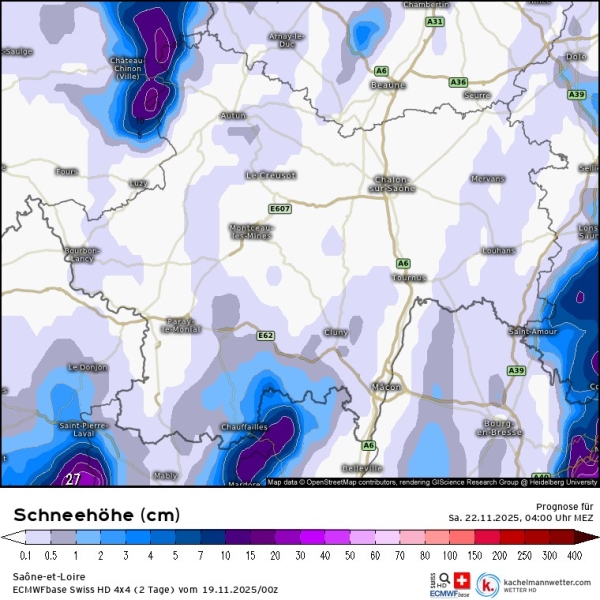 Jusqu'à 20 cm de neige attendus ce jeudi en Saône et Loire sur les massifs 