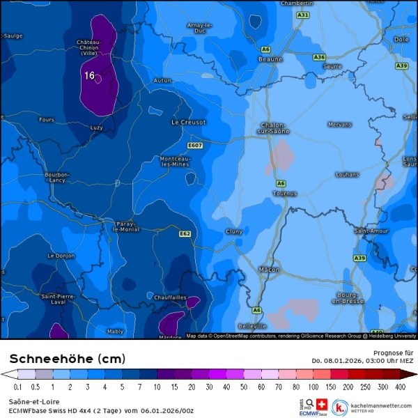 Les premières chutes de neige attendues à partir de 14h en Saône et Loire 