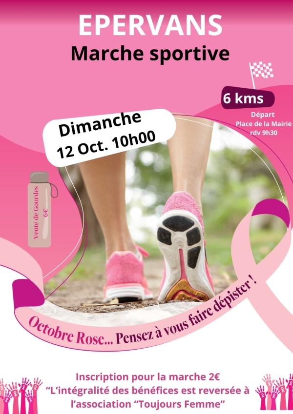 OCTOBRE ROSE - Marche sportive le 12 octobre à Epervans 