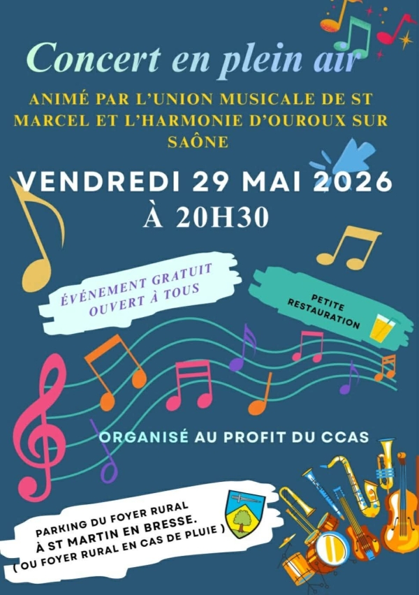 Concert en plein air ce vendredi soir à Saint Martin en Bresse 