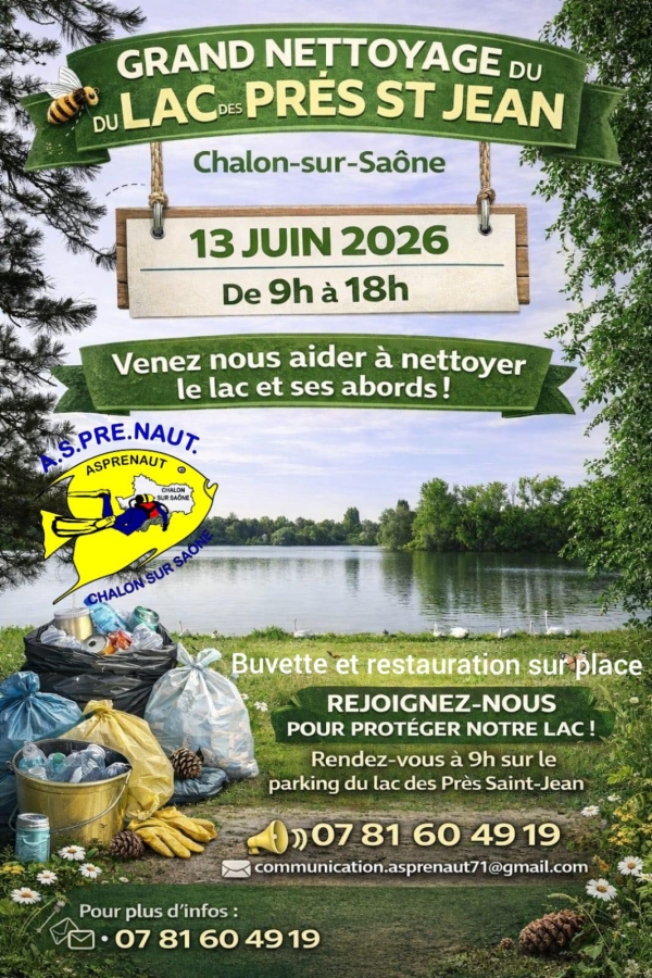 L'Asprenaut Chalon lance les invitations pour le 13 juin au lac des Près Saint Jean 