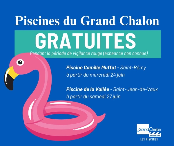 PISCINES - Le Grand Chalon offre la gratuité sur Saint-Rémy et Saint-Jean-de Vaux 
