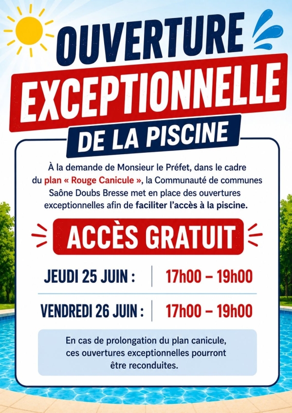 Le complexe aquatique communautaire de Verdun-Ciel  ouvre à des horaires exceptionnels 