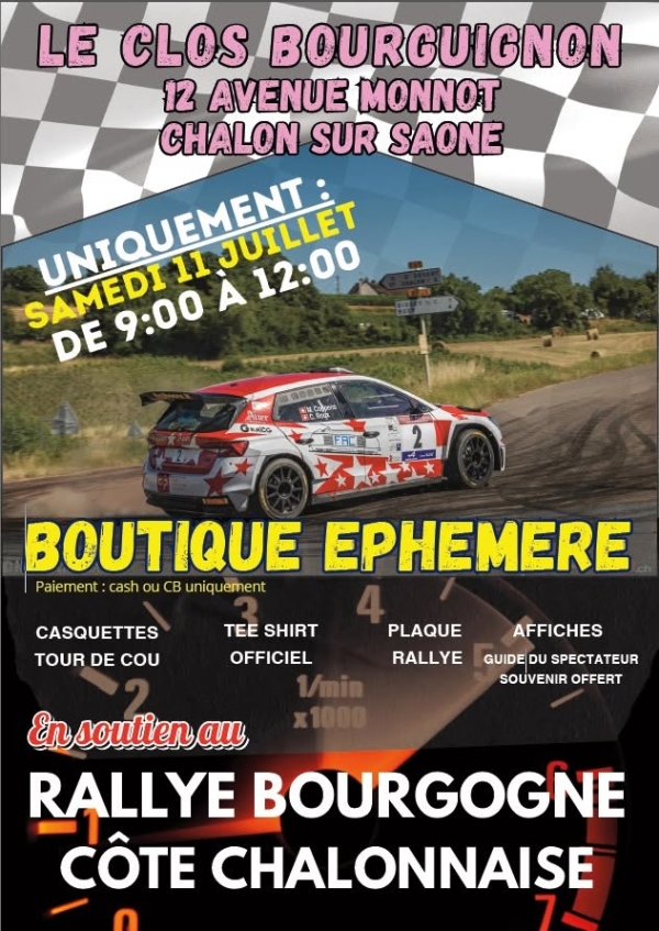Malgré l'annulation du Rallye de la Côte Chalonnaise, la boutique éphémère est ouverte 