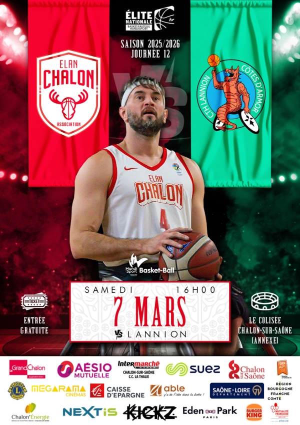 ELAN CHALON - BASKET FAUTEUIL - Chalon reçoit Lannion ce samedi 7 mars à l'Annexe 