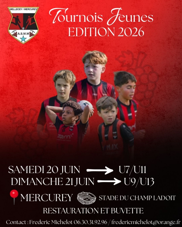 Les 20 et 21 juin, le football jeunes a rendez-vous à Mercurey avec son grand tournoi annuel 