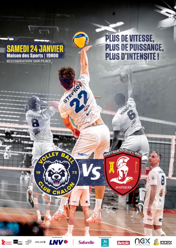 VOLLEY-BALL CLUB CHALON - Chalon reçoit Martigues le 24 janvier à la Maison des Sports 