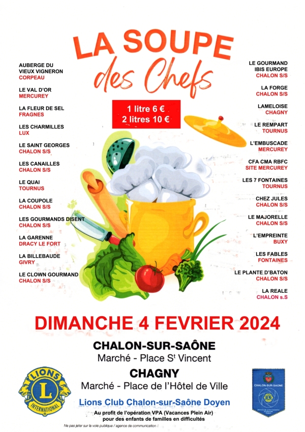 La soupe des chefs, c'est ce dimanche à Chalon et Chagny 