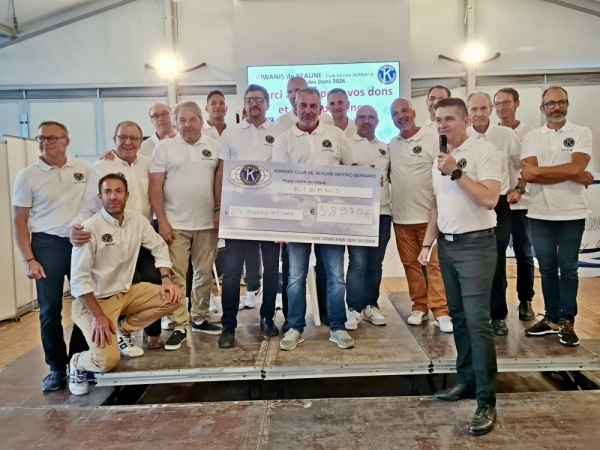 Le Kiwanis Club de Beaune signe le plus important don redistribué en France : 59 000 € remis à 23 associations locales