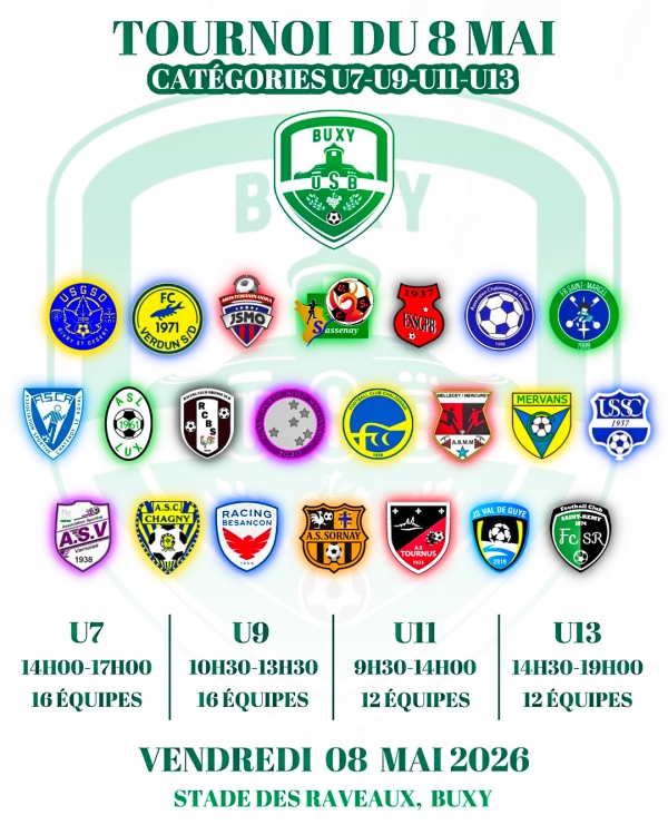 FOOTBALL - Un Tournoi du 8 mai à Buxy !