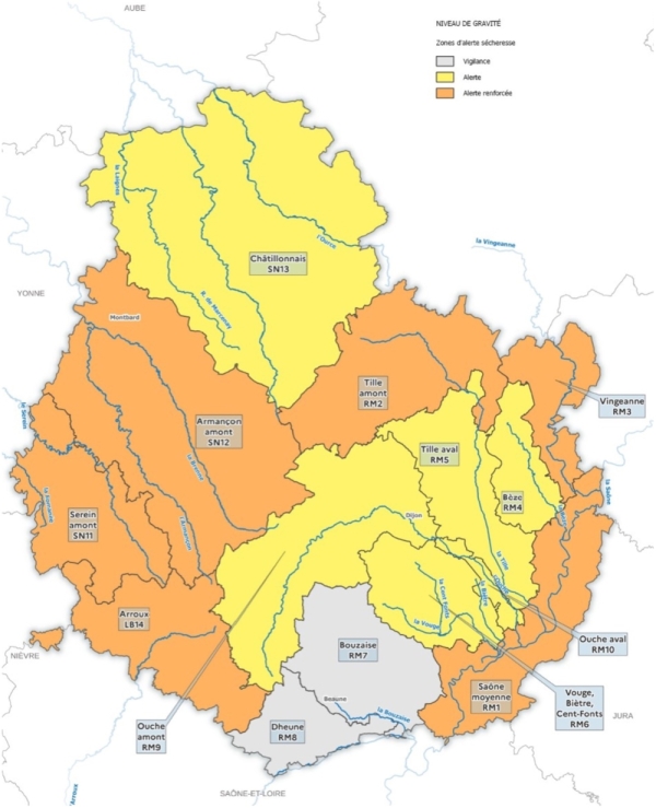 L'épisode de sécheresse s'intensifie dans la région : de nouvelles restrictions d'eau imposées sur trois territoires de Côte-d'Or