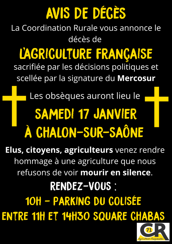 AGRICULTEURS - Une manifestation organisée ce samedi à Chalon sur Saône