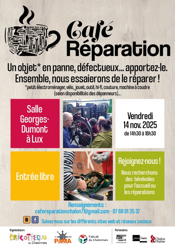 Café-réparation à Lux le 14 novembre 