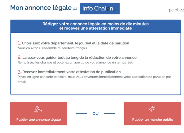 Via info-chalon.com, publiez vos annonces légales partout en France 