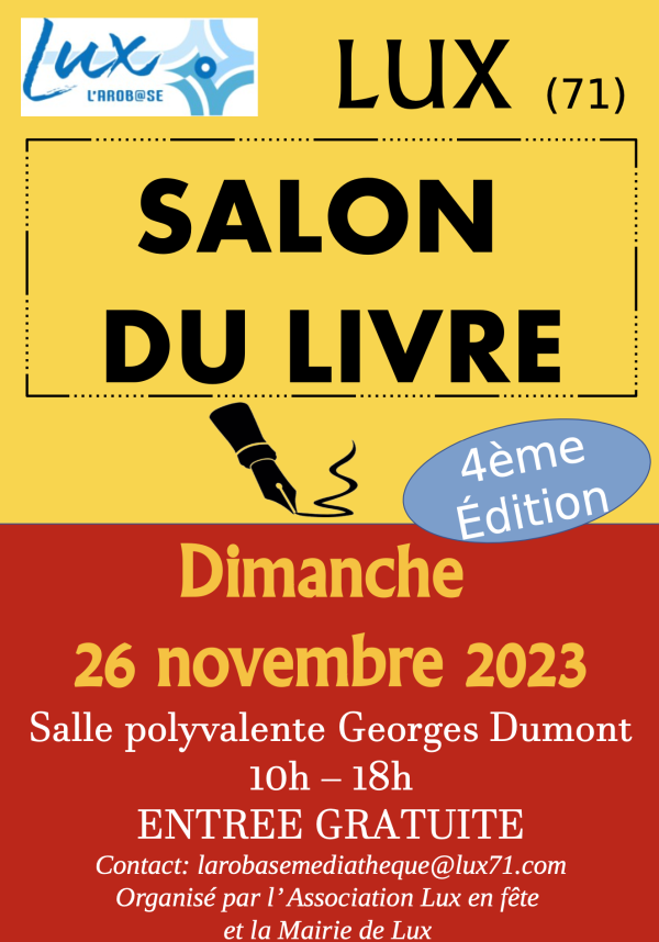 Le salon du livre de Lux fixé au 26 novembre 