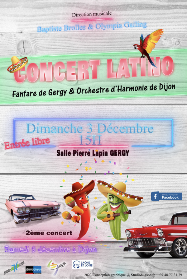 Concert latino gratuit proposé par la Fanfare de Gergy le 3 décembre 
