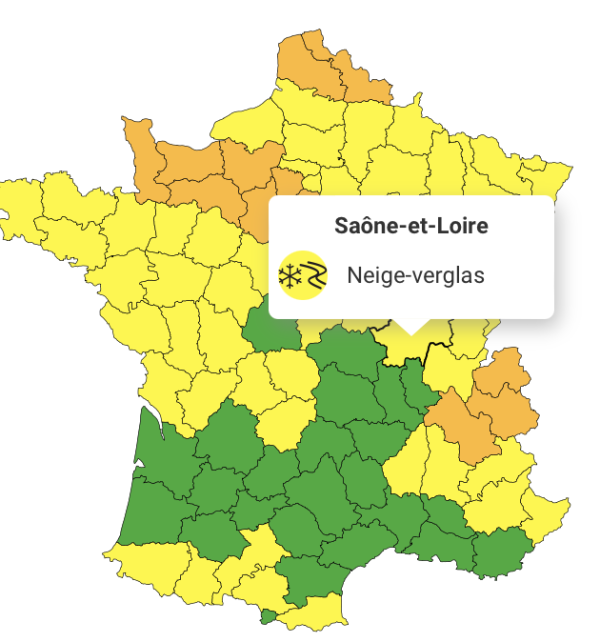 Le département de Saône-et-Loire reste placé en vigilance jaune neige-verglas jusqu'à demain soir.