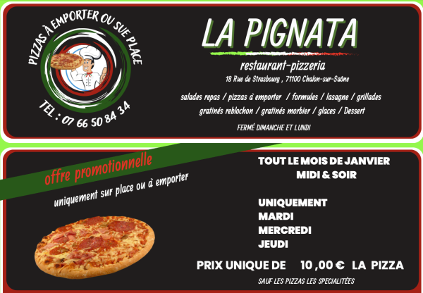 Une offre spéciale tous le mois de janvier à la Pignata sur l'Ile Saint Laurent 