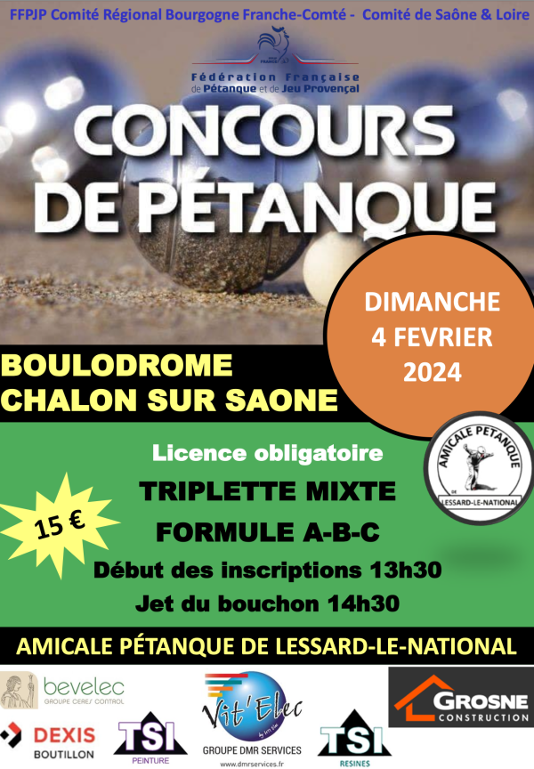 L'amicale pétanque de Lessard le National organise son concours de pétanque au Boulodrome 