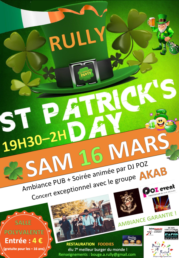 A noter sur vos agendas - La Saint Patrick à la salle polyvalente de Rully 