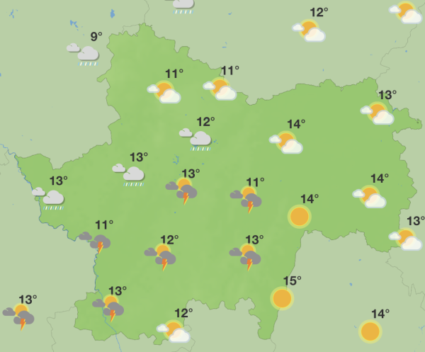 Des risques d'orages sur le sud-Ouest de la Saône et Loire ce lundi 