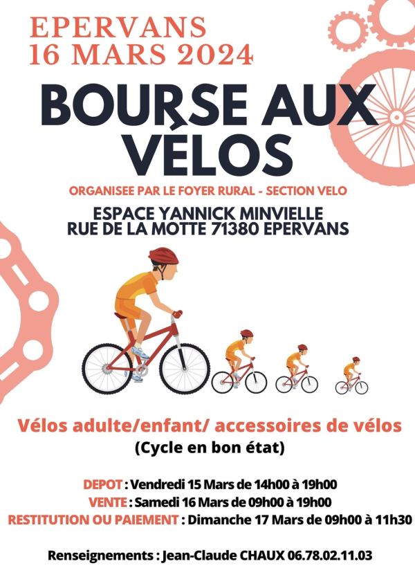 Bourse aux vélos le 16 mars à Epervans 