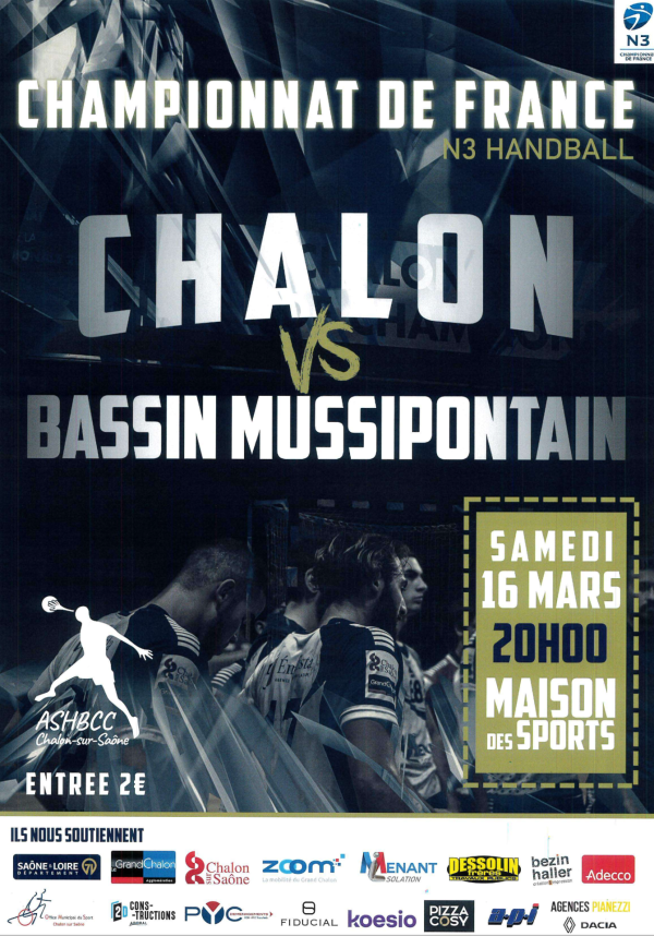 HANBDALL CLUB CHALON - Rendez-vous à la Maison des Sports le 16 mars contre Bassin Mussipontain