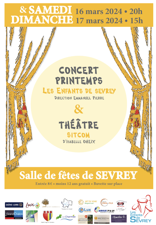 Les 16 et 17 mars, concert de printemps à la salle des fêtes de Sevrey 