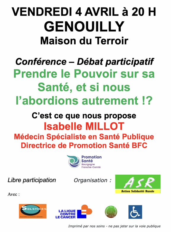 Réunion publique ce vendredi soir sur les questions de santé à Genouilly