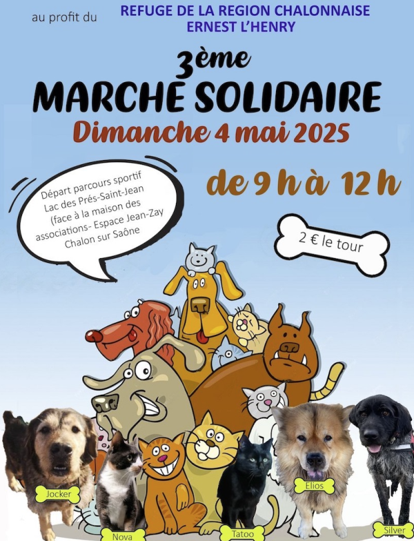 Dimanche 4 mai, mobilisez-vous pour les animaux de la SPA : participez à la Grande Marche Solidaire au lac des Prés Saint-Jean à Chalon