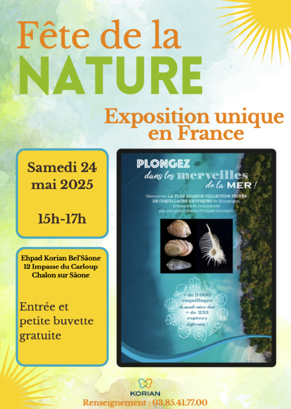 Fête de la nature - une exposition organisée le 24 mai à l'Ehpad Korian Bel'Saône à Chalon