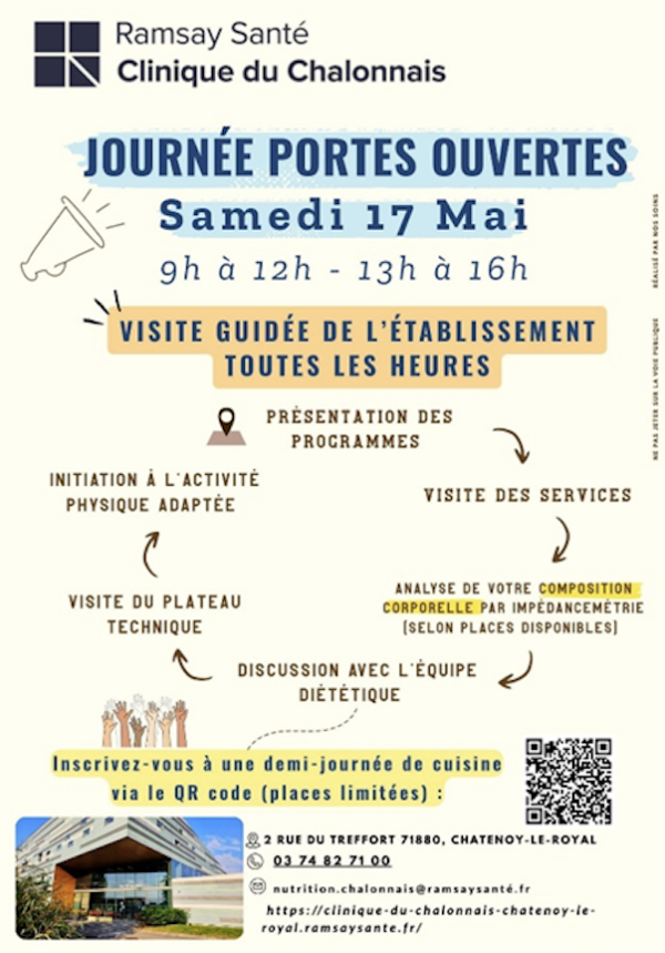 Journée Portes ouvertes le samedi 17 mai à la Clinique du Chalonnais
