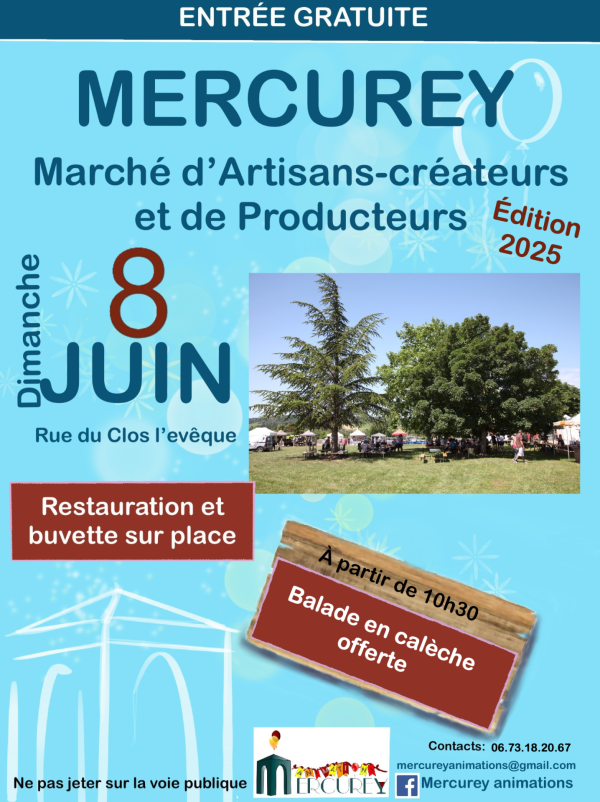 Le marché d'artisans-créateurs et de producteurs de Mercurey... c'est le dimanche 8 juin