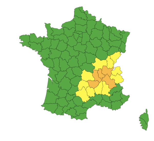 La vigilance orange aux orages toujours active sur le pourtour Sud de la Saône et Loire