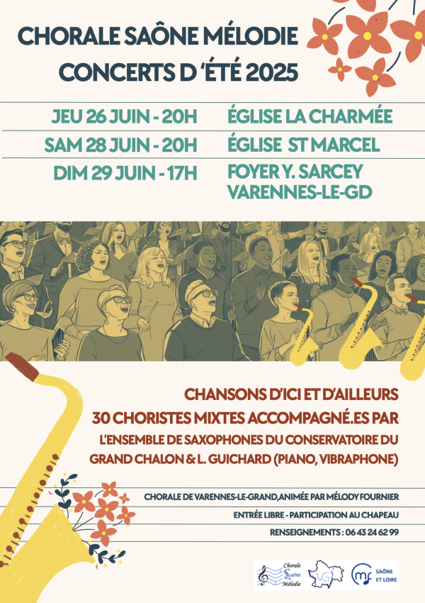 Chorale Saône Mélodie - 3 soirées de concert annoncées