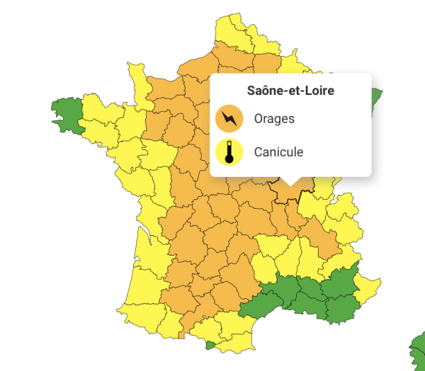 ORAGES - La Saône et Loire passe en vigilance orange