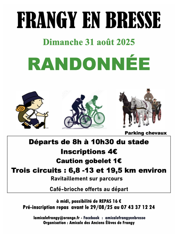 Randonnée le 31 août à Frangy en Bresse 