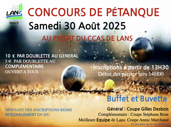 Concours de pétanque organisé par le CCAS de Lans 