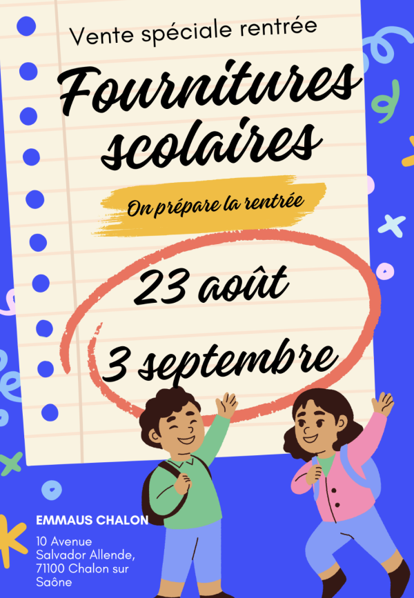 Emmaüs - La vente spéciale rentrée scolaire se poursuit à Chalon jusqu'au 3 septembre 