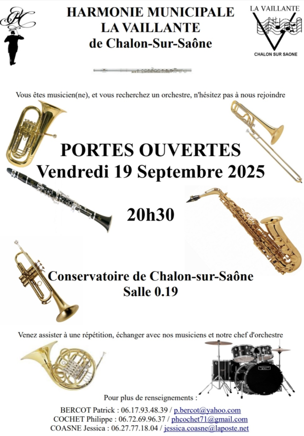 L'Harmonie municipale La Vaillante organise ses portes ouvertes le 19 septembre 