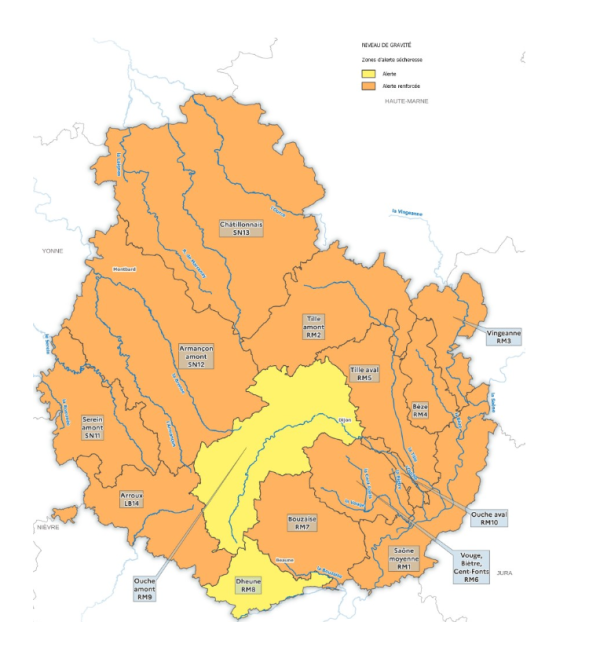 Presque tout le département de Côte-d'Or passe en alerte sécheresse renforcée 