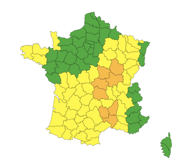 Vigilance orange aux orages en Saône et Loire ce dimanche à compter de 16h 